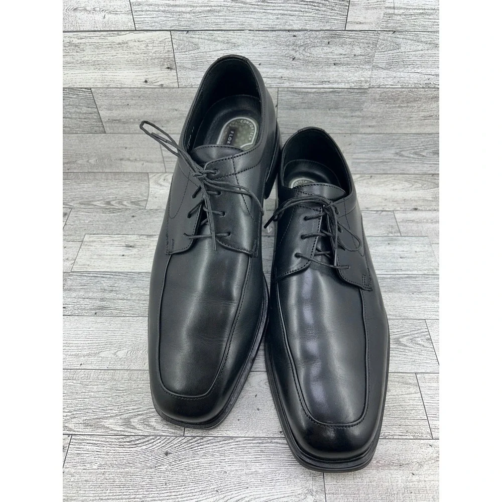 Florsheim Comfortech DM2 Men Sz 12D Black Leather Bicycle‎ Toe Oxfords 18291-01